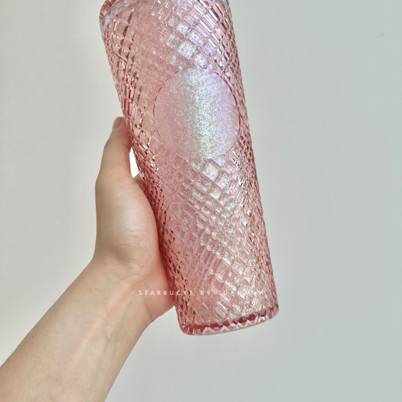 Ly Starbucks Jeweled Glitter Pink With Mermaid Tail Topper 710ml