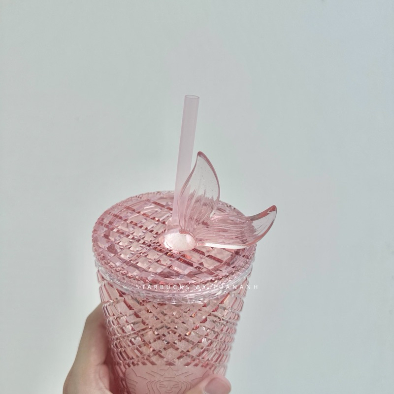 Ly Starbucks Jeweled Glitter Pink With Mermaid Tail Topper 710ml