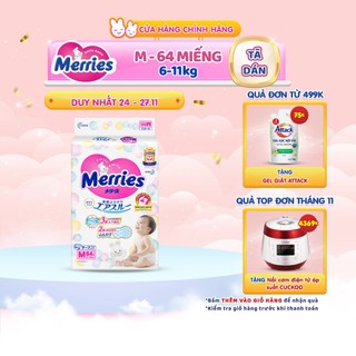 Tã/bỉm dán Merries size M 64 miếng (Cho bé 6 - 11kg)