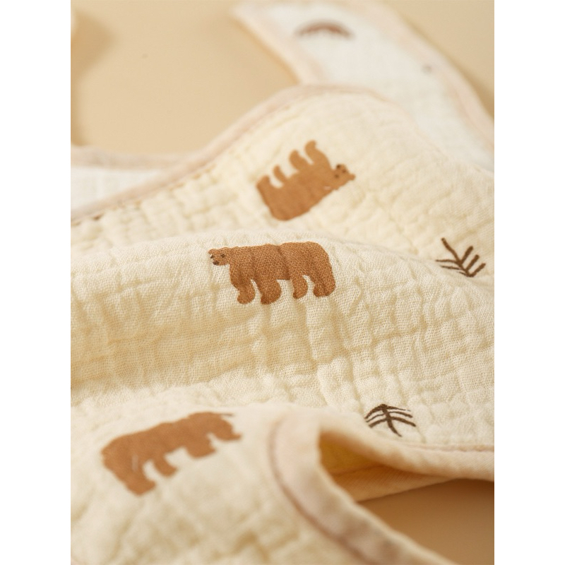 Yếm Vuông Muslin 2 Cúc Bấm Xô Mềm Mại Thấm Hút, An Toàn Cho Bé