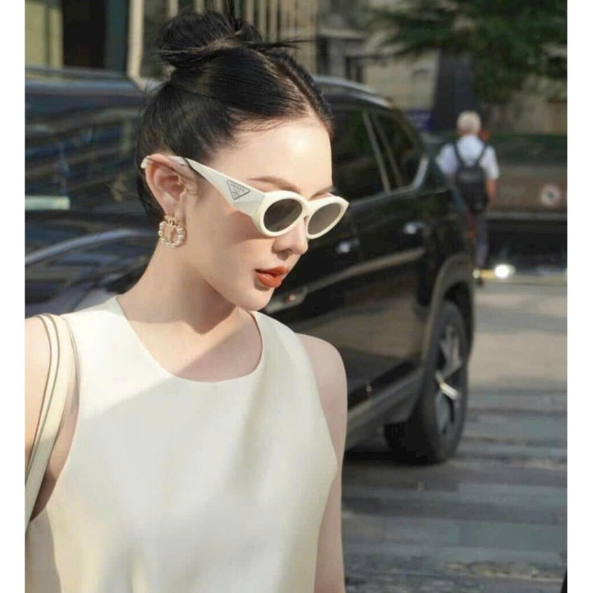 Kính mát thời trang nữ dáng mắt mèo tag 𝐏𝐫𝐚𝐝𝐚 mới nhất kèm hộp Bisouhanoi KRM20