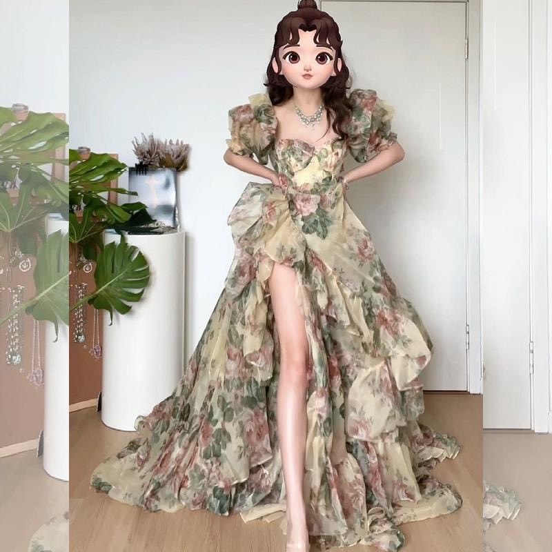 Váy Công Chúa , Đầm Công Chúa Dáng  Dài Cực Xinh Phong Cách Tiểu Thư Hàn Quốc Đi Chơi Dự Tiệc Douyin Style