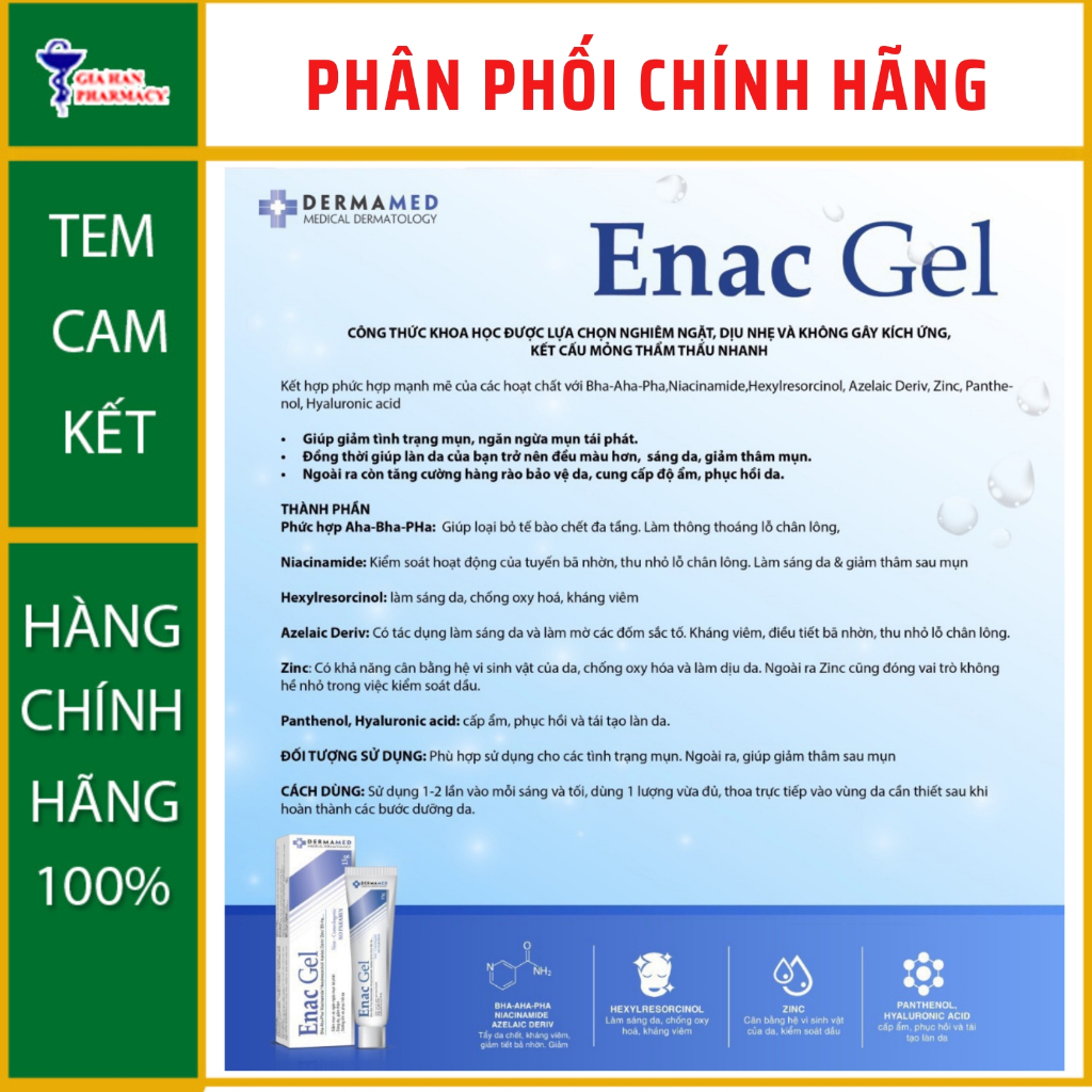Enac Gel giúp sáng da, giảm thâm, ngăn ngừa mụn tái phát  - NT Gia Hân