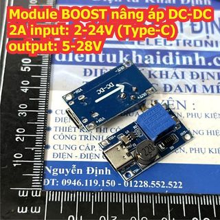 2 cái Module nâng tăng áp DC-DC BOOST 2A 2577 MT3608 input: 2.0-24V cổng microUsb / type-C output: 5-28V KDE0366