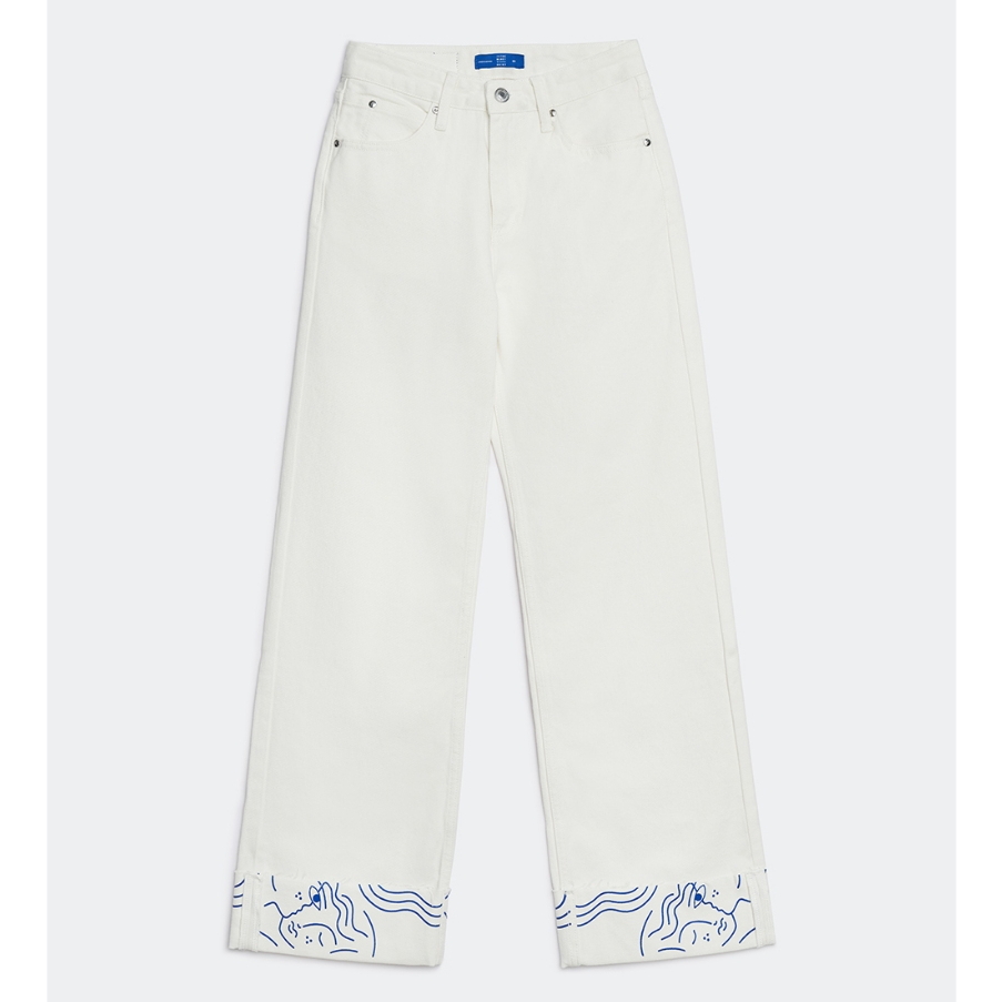 TheBlueTshirt - Quần jeans cạp cao ống rộng nữ - Brooklyn Cuffed Jeans - Blue Print