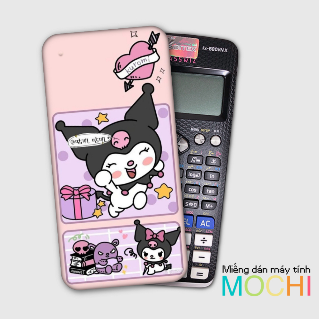 Miếng decal kuromi dán cái loại máy tính (casio fx-570 / fx-570 ii / fx-580 / fx-880, vinacal....)