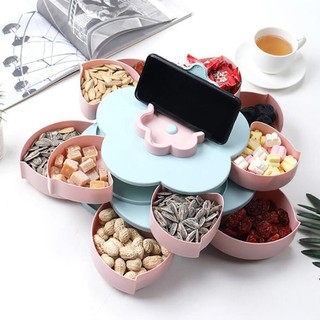 Hộp mứt, khay đựng mứt bánh kẹo tết hình cánh hoa 2 tầng 10 cánh!!