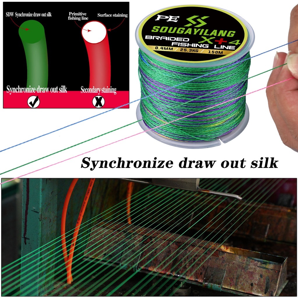 Dây câu cá 150M PE Dây câu 5 sợi Max Grag 5kg-25kg Dây câu cá bện nhiều sợi Dây câu cá