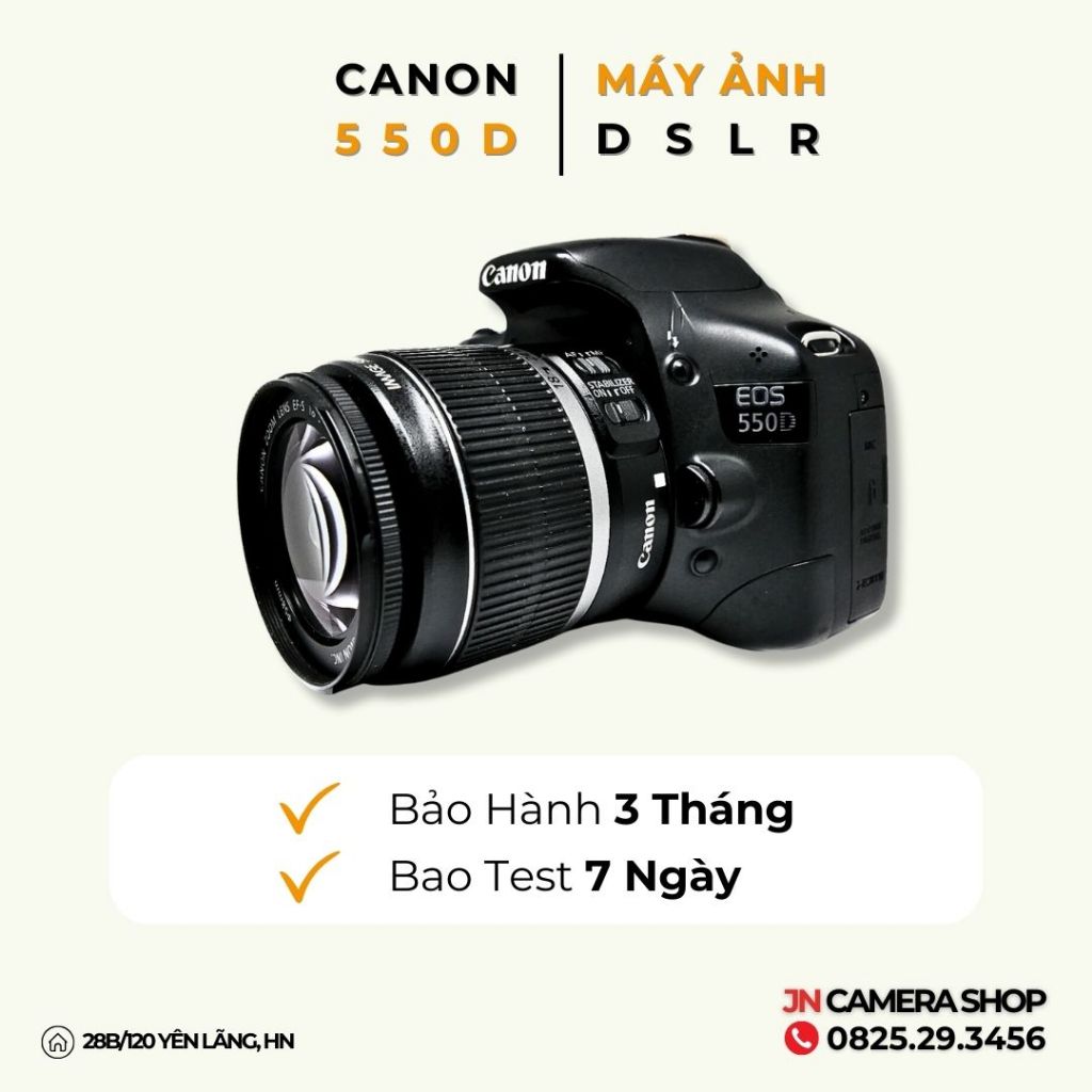 Bộ máy ảnh Canon 550D Kit 18-55mm Tặng Loa Che Nắng ,fillter bảo bệ ống kính