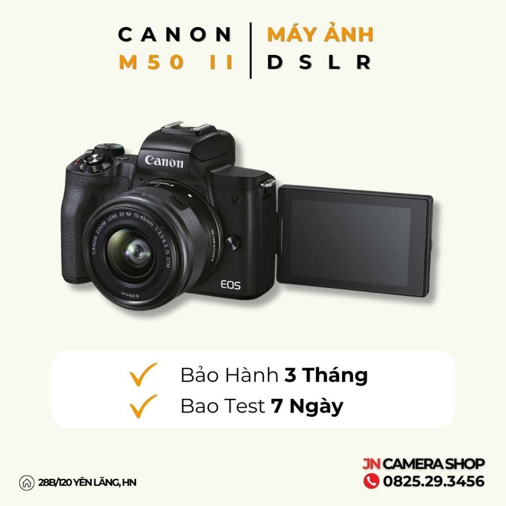 Bộ Máy Ảnh Canon EOS M50 Mark II + Kit 15-45mm f/3.5-6.3 IS STM Chuyên Vlog quay 4k