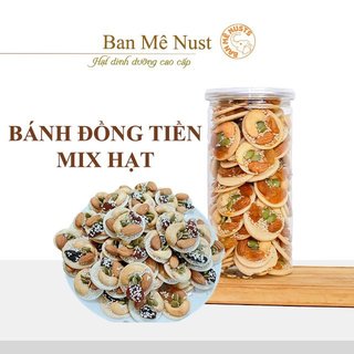 [Ngon Tuyệt] Bánh Đồng Tiền Mix Hạt, Giàu Dinh Dưỡng: Hạt Điều, Hạnh Nhân, Nho khô, mè, mạch nha..bánh mix hạt, hạt điều