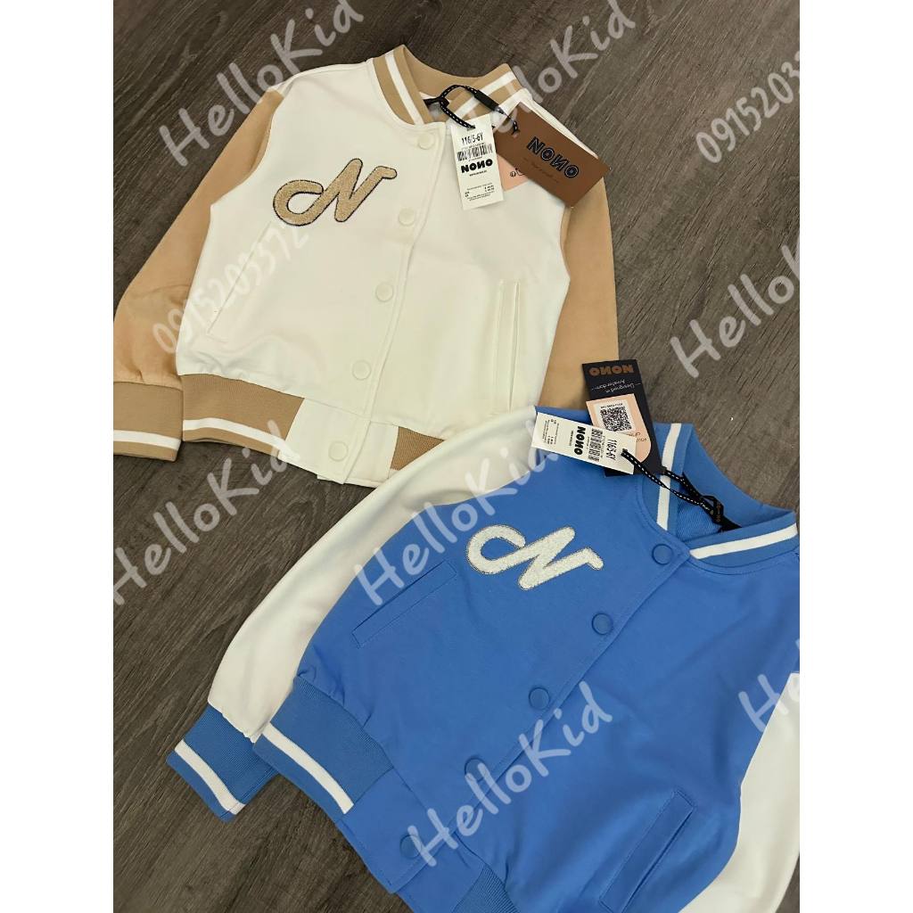 Áo khoác nỉ bomber chữ thêu nổi nono cho bé
