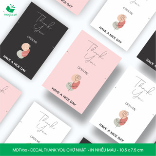 MDTV - 10.5x7.5 cm - 50 Decal Thank you hình chữ nhật dán hộp carton, Label Thank you, tem nhãn cảm ơn có sẵn keo dán ni