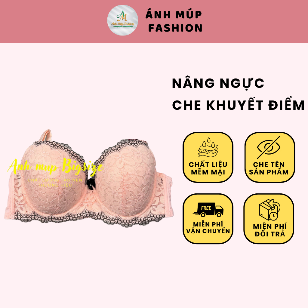 Áo lót Bigsize nữ 1500 ÁNH MÚP FASHION, Bra cup D có gọng, Bản to, Mềm mại, Nâng Ngực, Che khuyết điểm