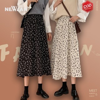 Newlan QZ005 Chân váy hoa dáng dài phong cách vintage chân váy hoa nhí siêu đẹp Chân váy xòe hot trend năm nay thời tran