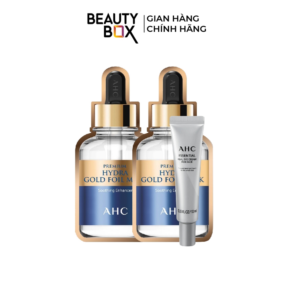 (Quà tặng không bán) 2 Mặt Nạ Vàng Gold Foil + 1 Kem Mắt AHC Essential 10ml