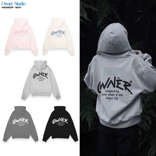 Áo khoác dây kéo khoá PRINT LOGO SAU - Hoodie zip BOXY Nam Nữ Owner