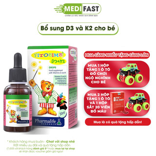 Fitobimbi D3+K2.Bổ Sung Vitamin D3K2 Giúp Hấp Thụ Canxi Vào Xương Răng Chắc Khỏe - Nhập khẩu từ Ý - Lọ 30ml