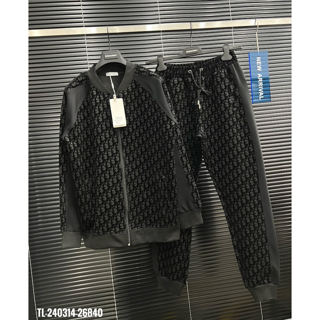 🔥Hot🔥Bộ nỉ Dior họa tiết áo bomber thiết kế hot trend Nam nữ New 2023