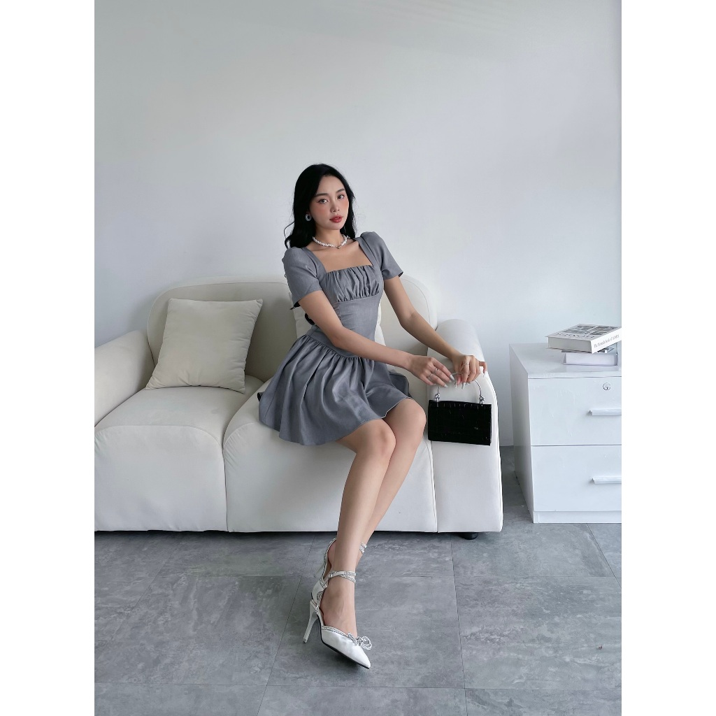 Đầm Nữ Tay Ngắn Nhún Ngực Form Xòe Thanh Lịch  - LEIA DRESS - GOÛT DE JUN