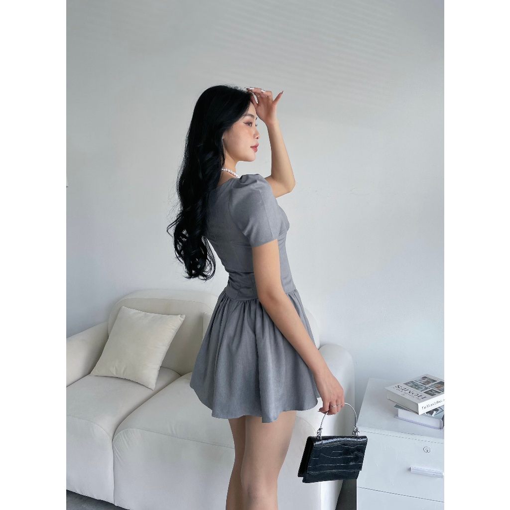 Đầm Nữ Tay Ngắn Nhún Ngực Form Xòe Thanh Lịch  - LEIA DRESS - GOÛT DE JUN