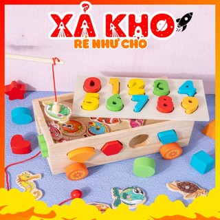 Xe Kéo Thả Hình Khối Và Số Đếm Giúp Bé Phát Triển Trí Não Tặng Kèm Ôtô Siêu Tốc