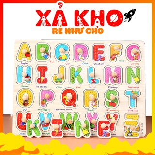 Đồ Chơi Gỗ,Bảng Ghép Chữ Cái Có Núm Cầm Dạy Cách Viết Tiếng Anh Cho Bé