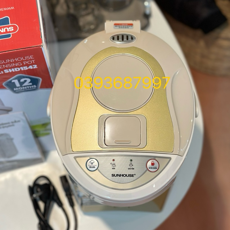 Bình thủy điện SUNHOUSE SH-1542 Dung tích 4,2L Thân bình 2 lớp, Giữ ấm tốt Hàng chính hãng BH 12 Tháng Toàn Quốc