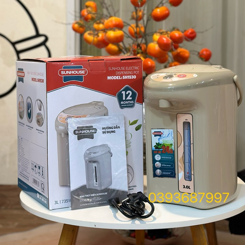 Bình Thủy Điện 3L SUNHOUSE SH1530 Thân Bình 2 Lớp Chức Năng Giữ Ấm và Đun Sôi Thông Minh Bảo Hành 12 Tháng Toàn Quốc