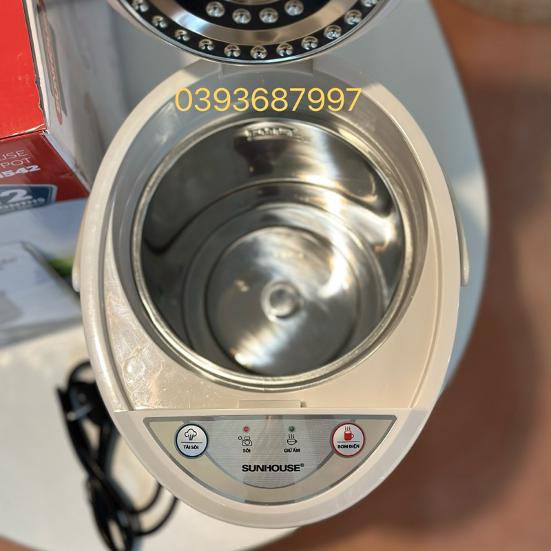 Bình thủy điện SUNHOUSE SH-1542 Dung tích 4,2L Thân bình 2 lớp, Giữ ấm tốt Hàng chính hãng BH 12 Tháng Toàn Quốc