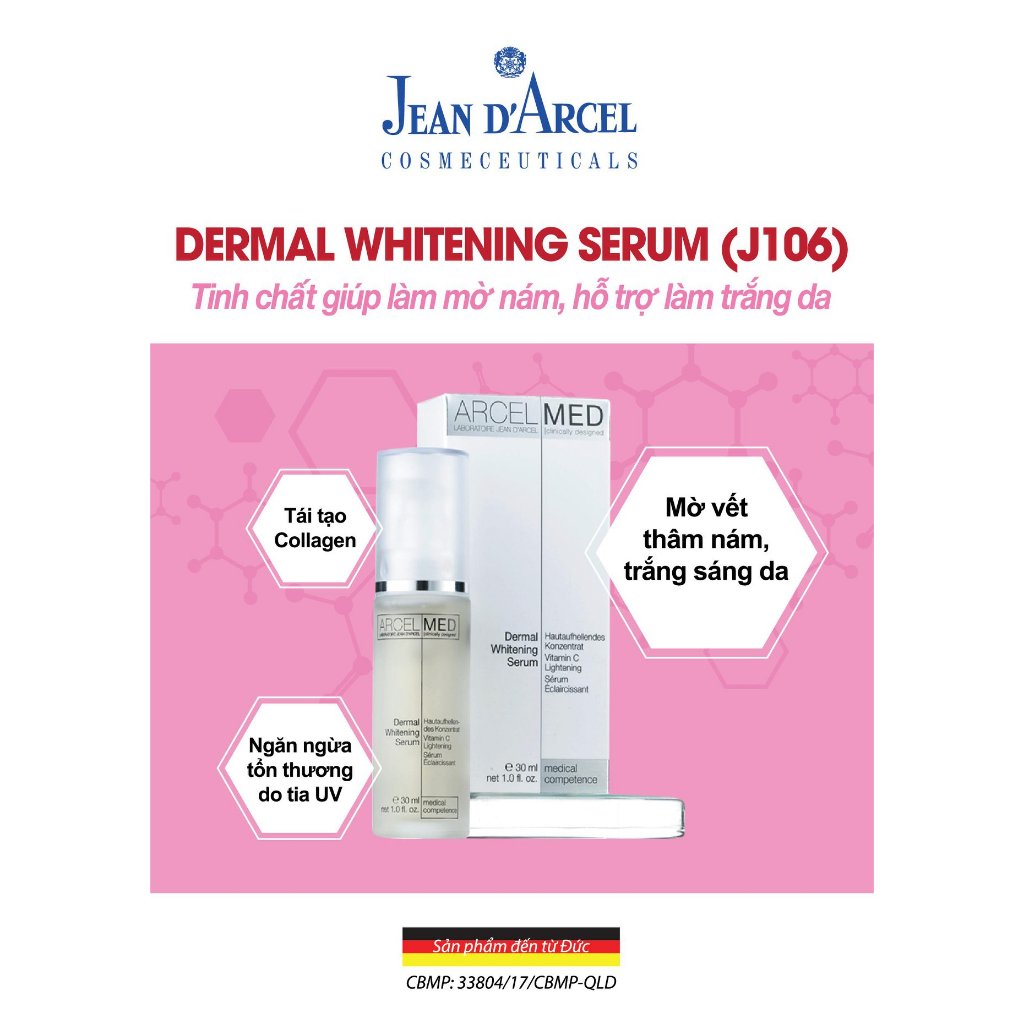 [TRỢ GIÁ] Jean D'Arcel Dermal Whitening Serum - Tinh Chất Làm Mờ Vết Nám, Hỗ Trợ Làm Trắng Da - 30ml