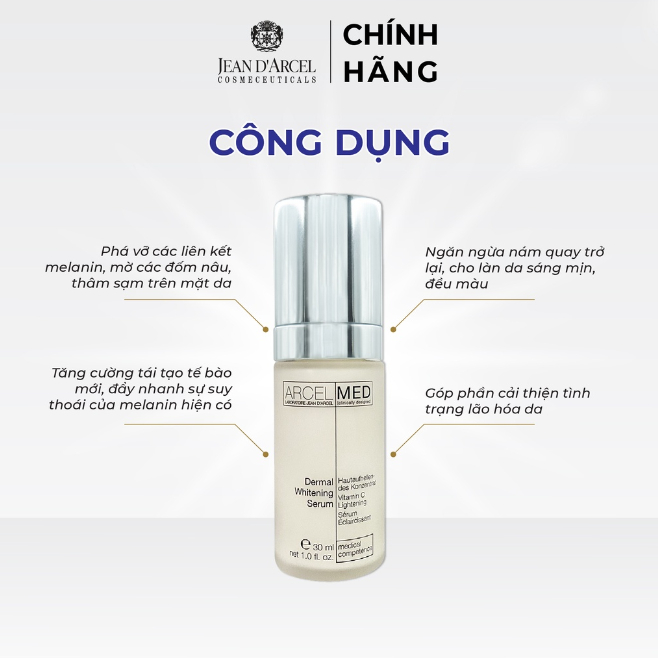 Jean D'Arcel Dermal Whitening Serum - Tinh Chất Làm Mờ Vết Nám, Hỗ Trợ Làm Trắng Da - 30ml