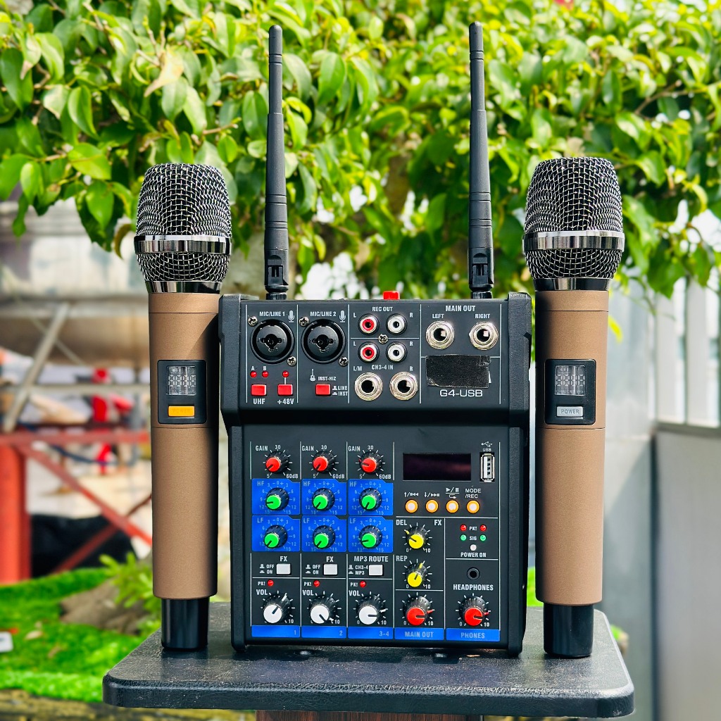 [TẶNG 2 MIC KHÔNG DÂY] Bàn Mixer G4 Bluetooth tạo vang tốt - thu âm, hát karaoke, livestream, youtuber -âm thanh sắc nét