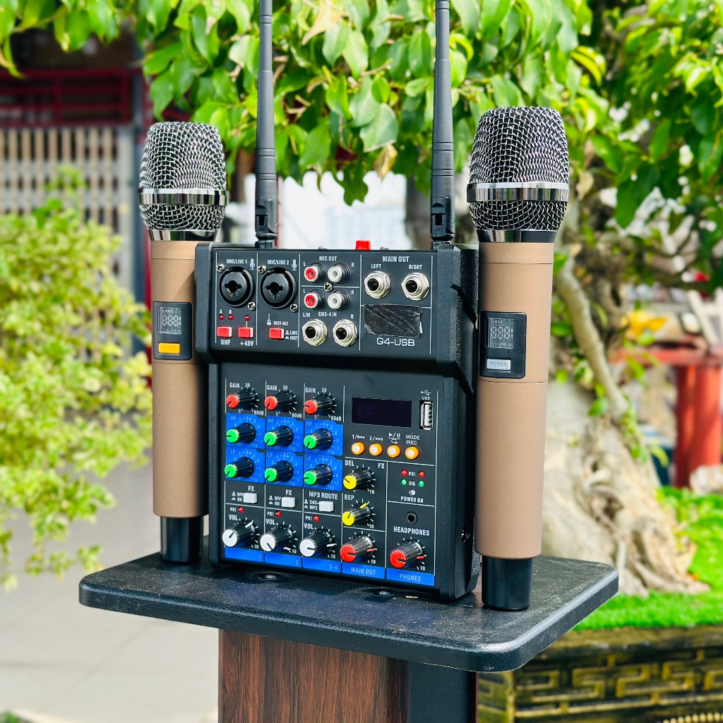 [TẶNG 2 MIC KHÔNG DÂY] Bàn Mixer G4 Bluetooth tạo vang tốt - thu âm, hát karaoke, livestream, youtuber -âm thanh sắc nét