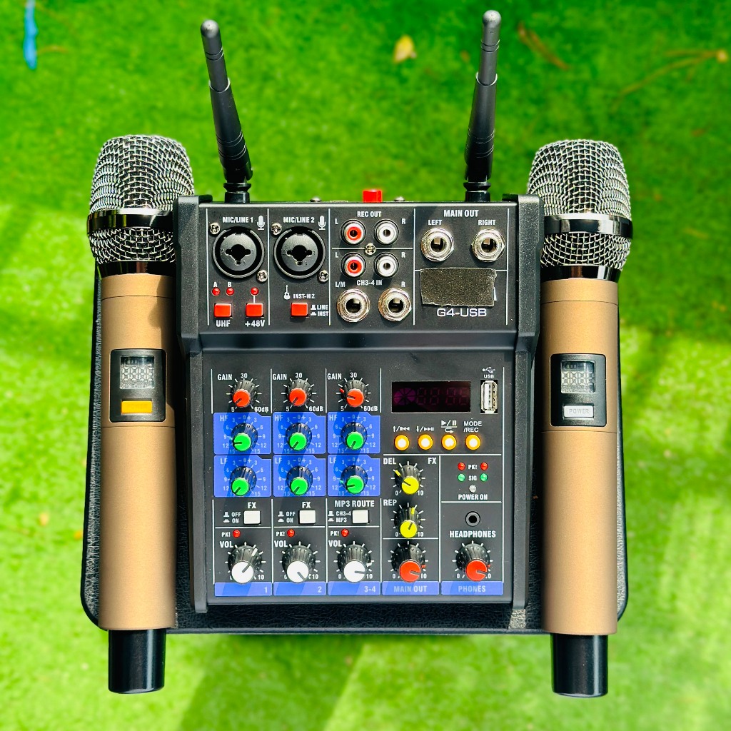 [TẶNG 2 MIC KHÔNG DÂY] Bàn Mixer G4 Bluetooth tạo vang tốt - thu âm, hát karaoke, livestream, youtuber -âm thanh sắc nét
