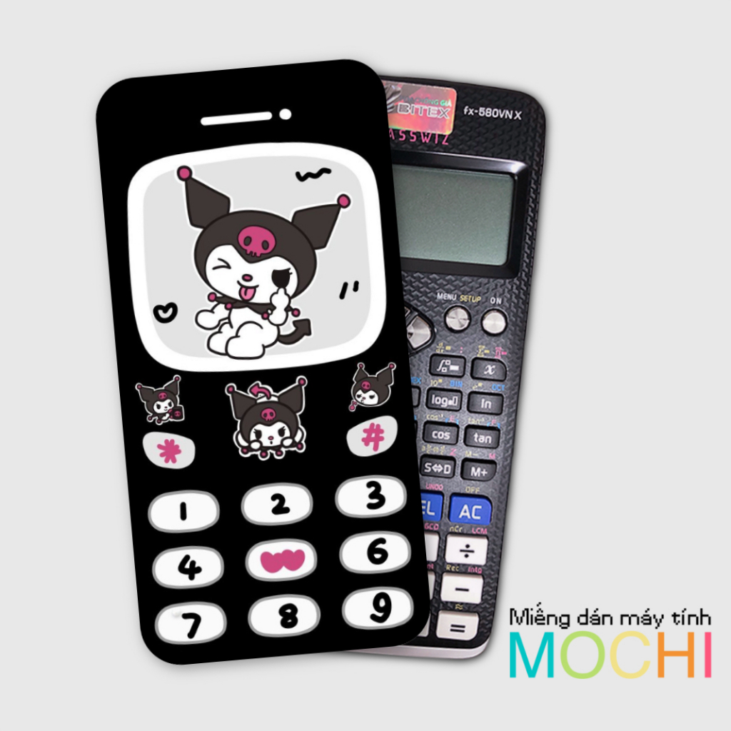 Miếng decal kuromi dán cái loại máy tính (casio fx-570 / fx-570 ii / fx-580 / fx-880, vinacal....)