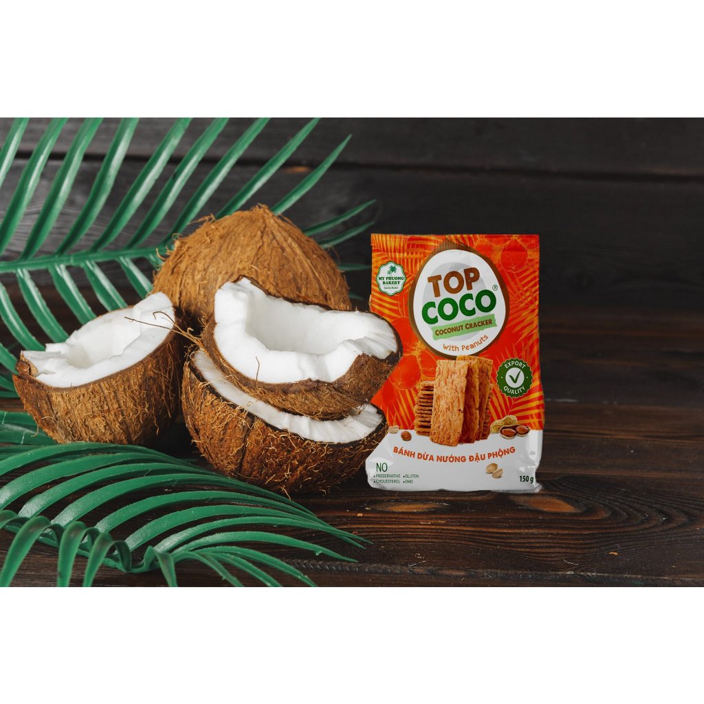 Bánh dừa nướng Top Coco Chính hãng hàng xuất khẩu Hộp 230Gam  Sài Gòn Đặc Sản