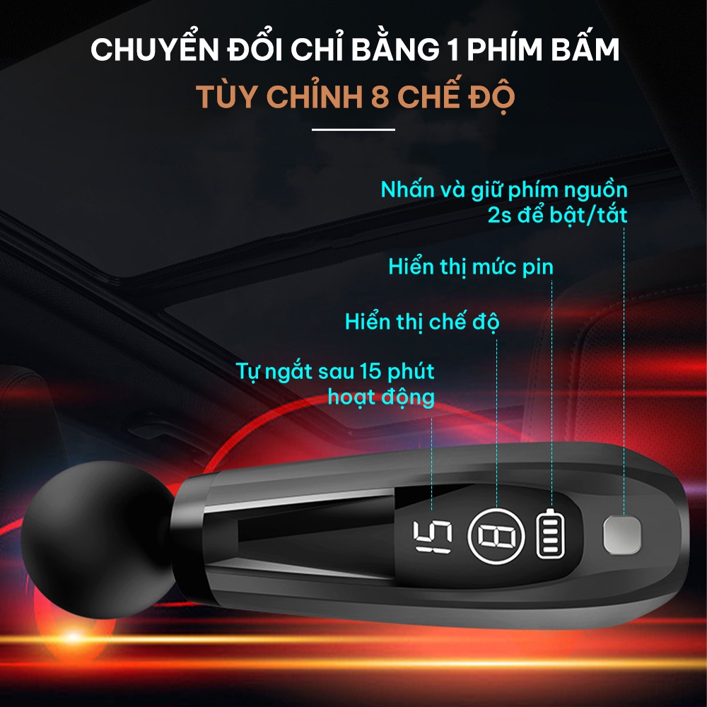 Máy massage cầm tay chính hãng GOODFIT MG005 có tay cầm trợ lực có thể tháo rời