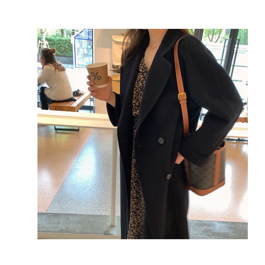 Áo khoác măng tô len nữ Dáng dài 2 mặt Giả lông cừu Áo khoác măng tô dạ Dáng dài nữ Form rộng Cao cấp