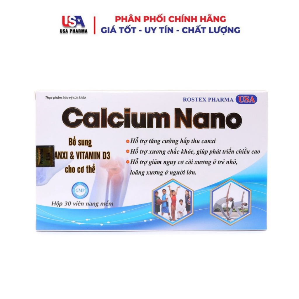 Calcium Nano bổ sung canxi, vitamin D3 tăng chiều cao - 30 viên [Calcium Nano Xanh dương]