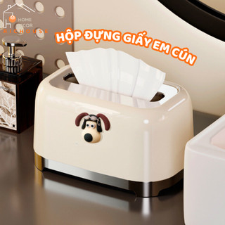 Hộp đựng giấy lò xo để bàn hình cún hàn quốc, chất liệu nhựa PP cao cấp bền đẹp
