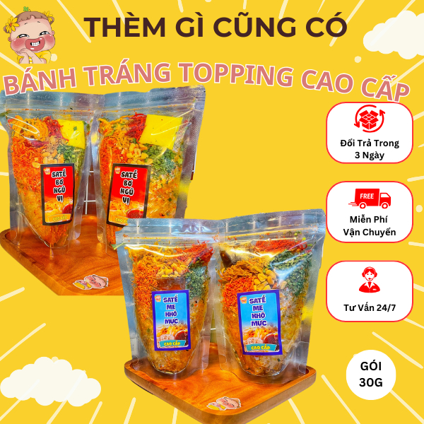 BÁNH TRÁNG TOPPING CAO CẤP NHIỀU VỊ 200GR TÚI ZIP - THÈM GÌ CŨNG CÓ
