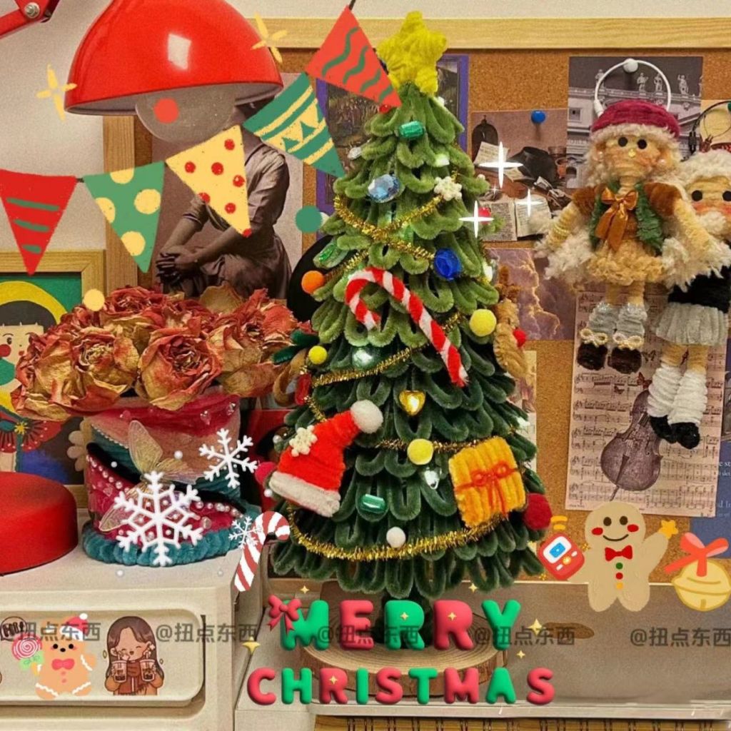 Cây thông Noel bằng kẽm nhung DIY làm quà tặng, trang trí Giáng Sinh