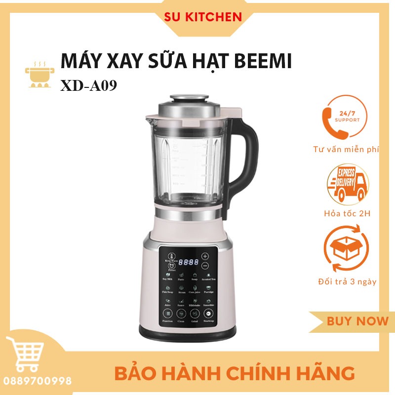 Máy làm sữa hạt đa năng Beemi 16 chức năng 1750ml, máy làm sữa đậu nành, bảo hành 6 tháng