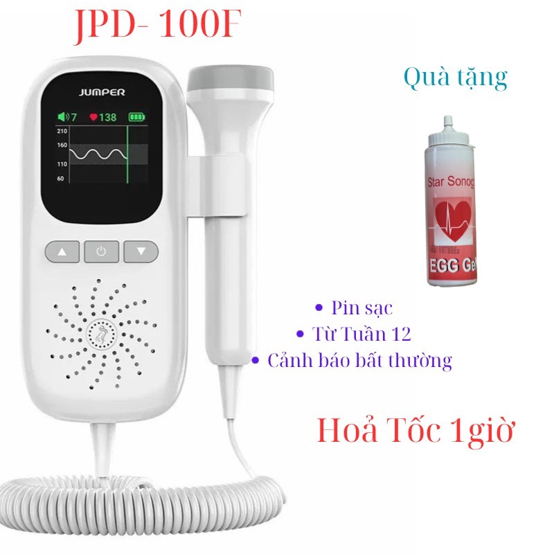 Máy đo tim thai cá nhân cầm tay pin sạc Jumper JPD-100F