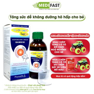 Siro giảm ho, đau họng, cảm cúm - Fitobimbi TussiFlux Junior chai 200ml, siro Bimbi tăng sức đề kháng cho bé từ 1 tuổi