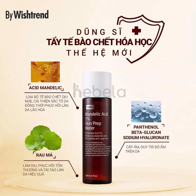 Nước hoa hồng tẩy da chết dịu nhẹ By Wishtrend Mandelic Acid 5% Skin Prep Water 120ml