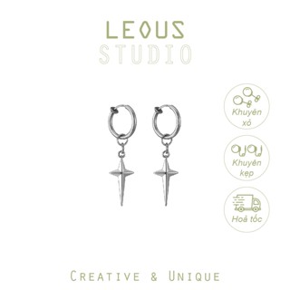 Khuyên tai kẹp không bấm lỗ chốt round K043 bằng titan không gỉ hình ngôi sao dáng midi Leous
