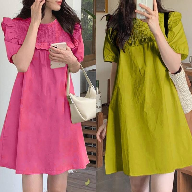 Đầm bầu Mocking xếp ly bèo ngực