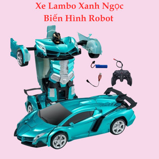 Xe điều khiển từ xa ô tô điều khiển từ xa màu xanh ngọc biến hình robot chất liệu cao cấp thiết kế siêu đẹp
